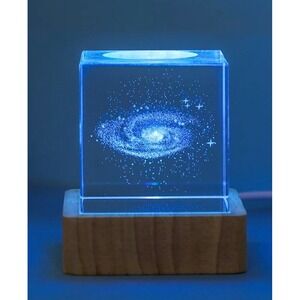 West & Arrow Crystal Cube Light Clear Excellent 3D Milky Way Galaxy New
